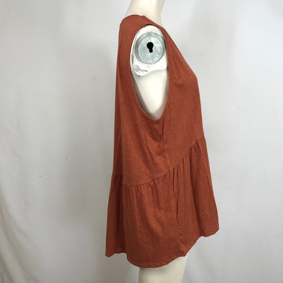 LOFT vintage soft burnt orange tiered babydoll tunic tank top XL - Picture 4 of 8